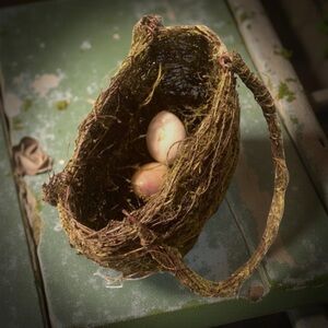 Bird Nest Purse w/ Carved Stone Eggs